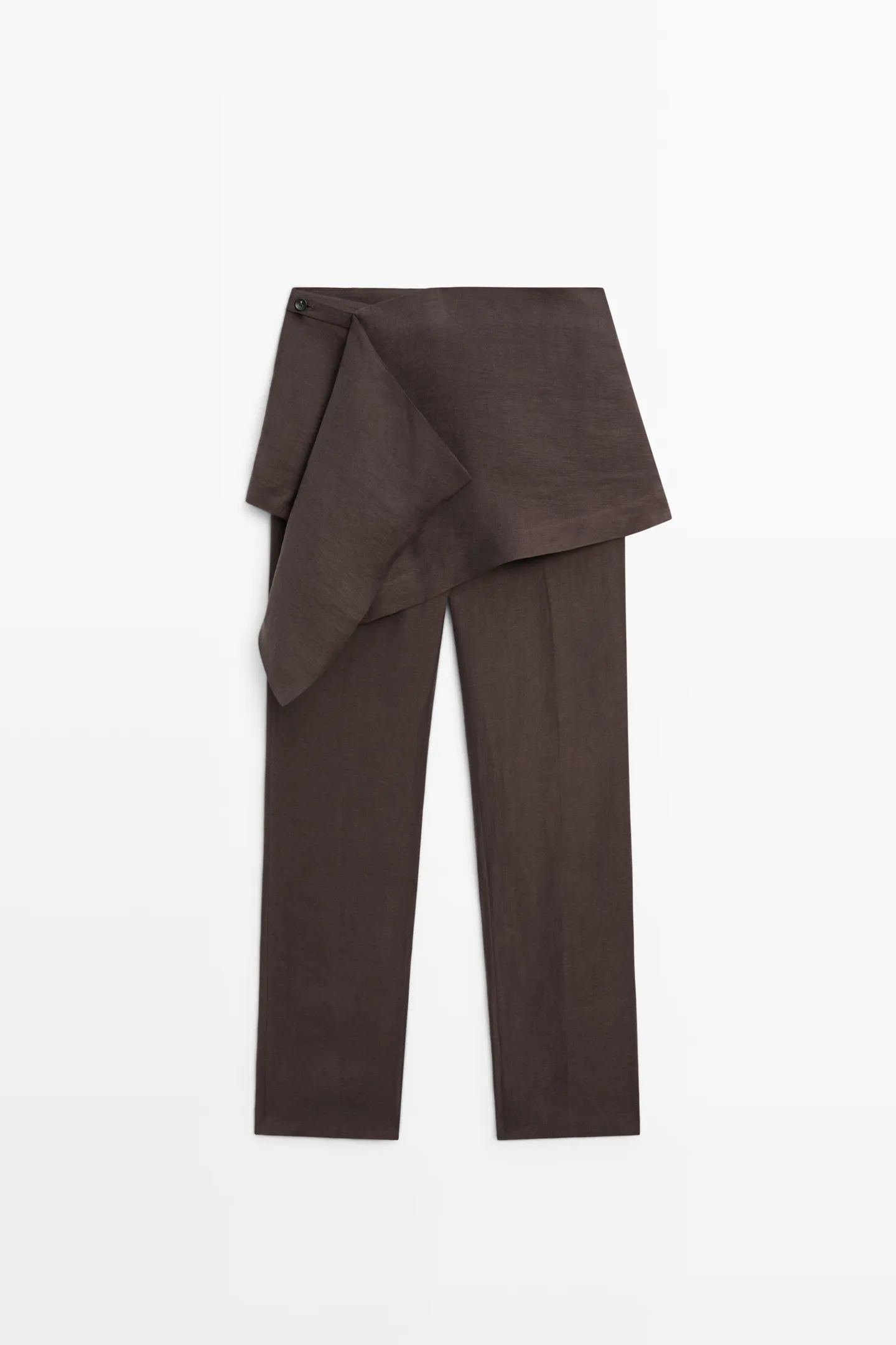massimo dutti, PANTS WITH SKIRT DETAIL AND LINEN