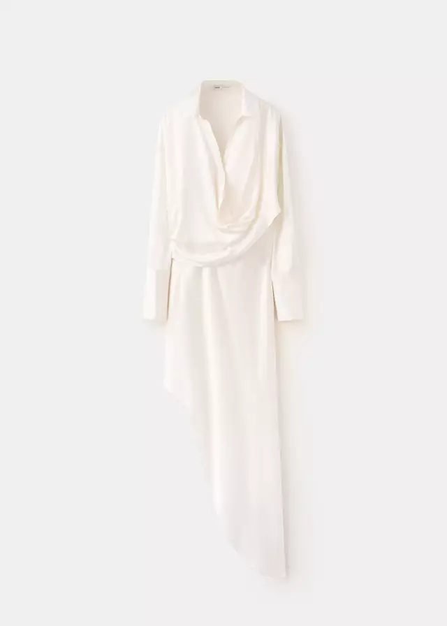 mango, ASYMMETRICAL SATIN DRESS