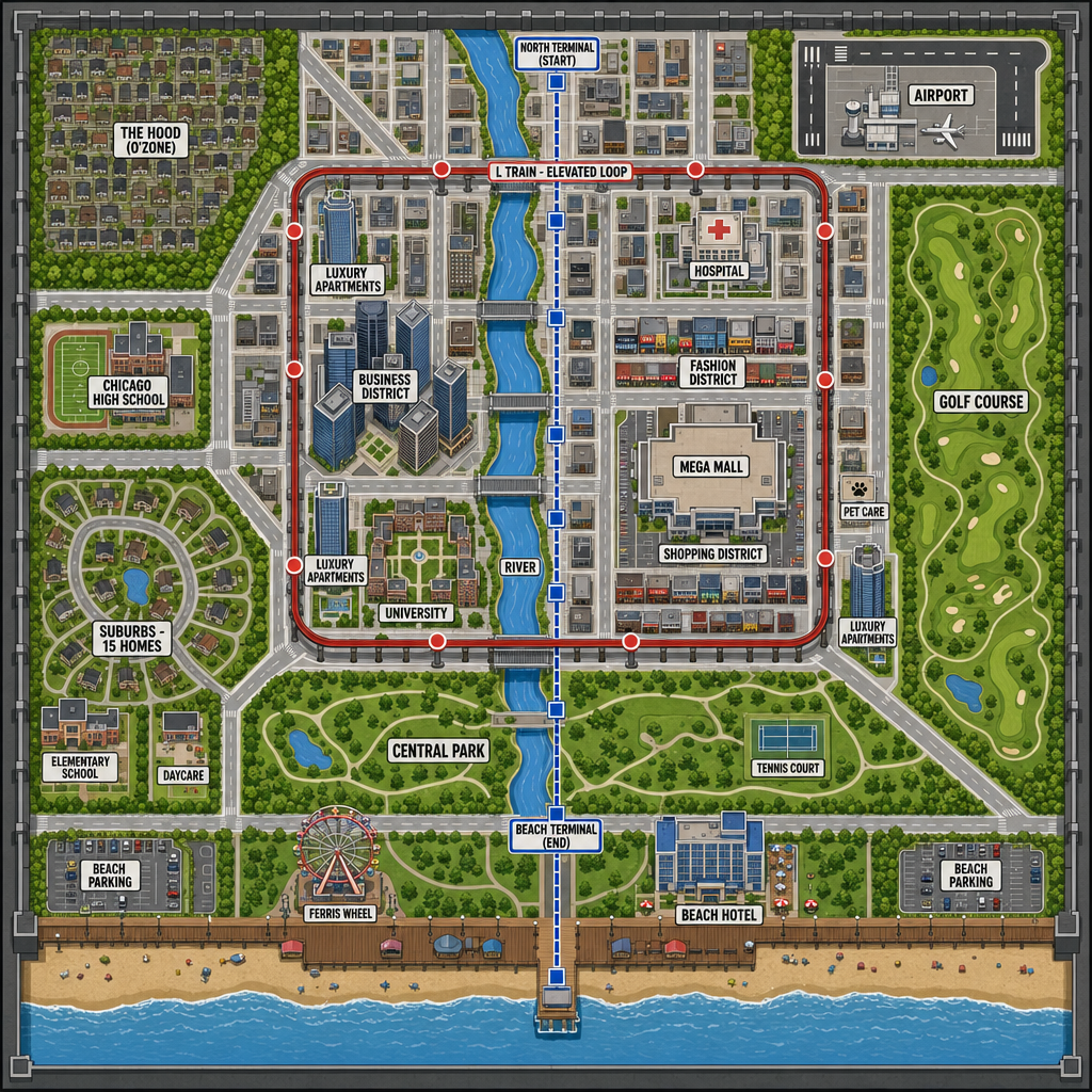 Chicago Roleplay City Map - Labeled Layout