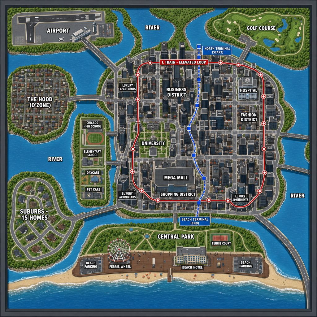 Chicago Roleplay City Map V2 - Islands and River