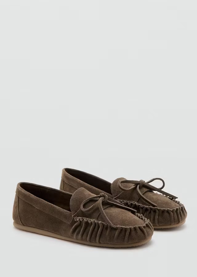mango, SUEDE MOCCASIN WITH RUCHED TOE