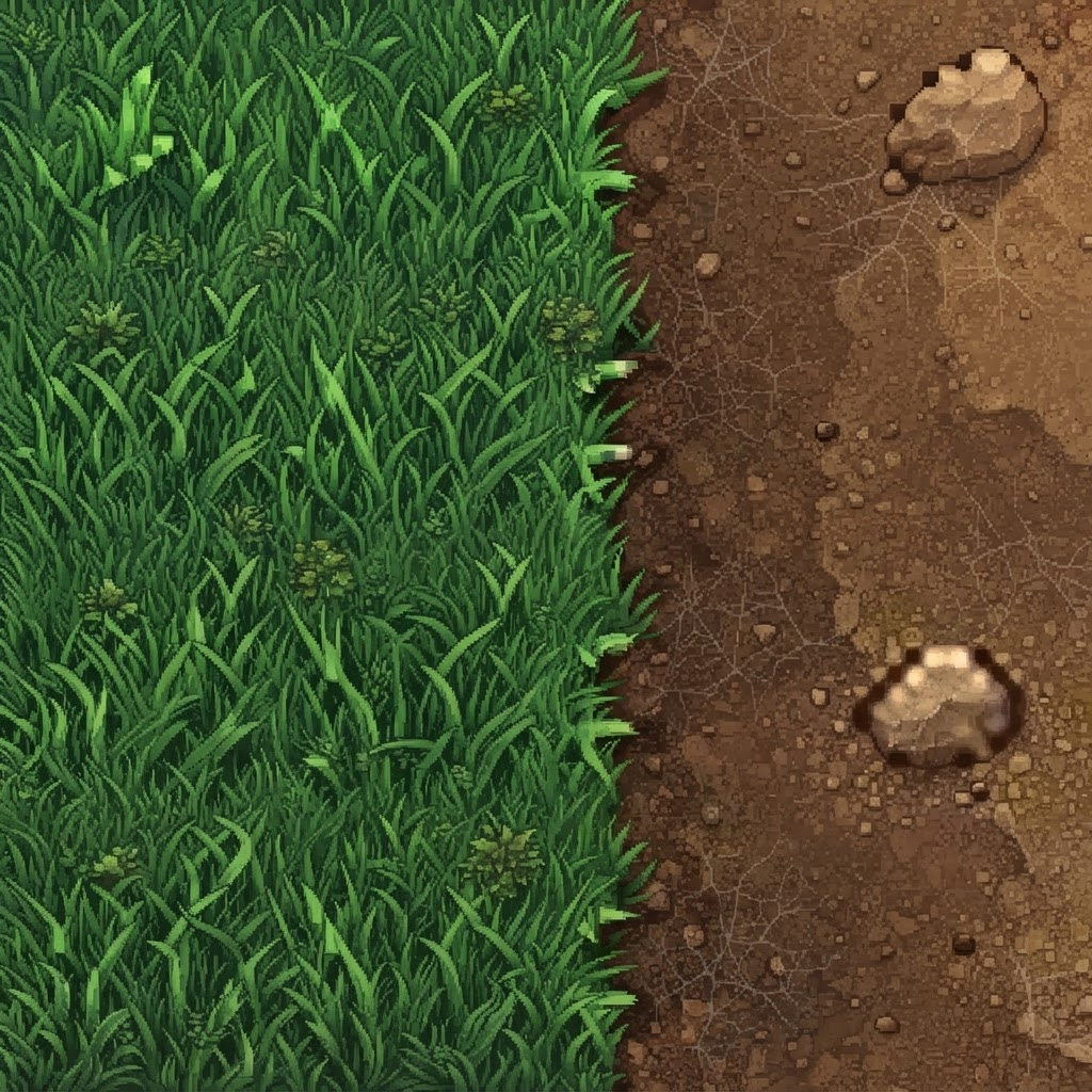 Image: This is a top-down RPG game ground tile (grass and