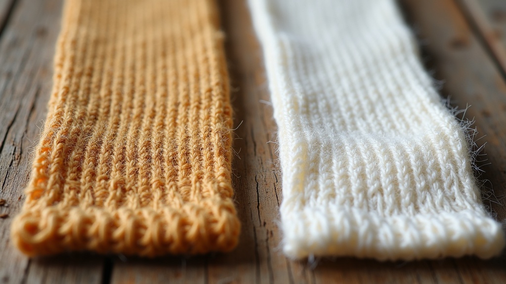 Macro comparison of bamboo and cotton sock fabric weave