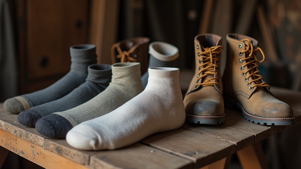 Bamboo work socks vs cotton durability test on a jobsite workbench