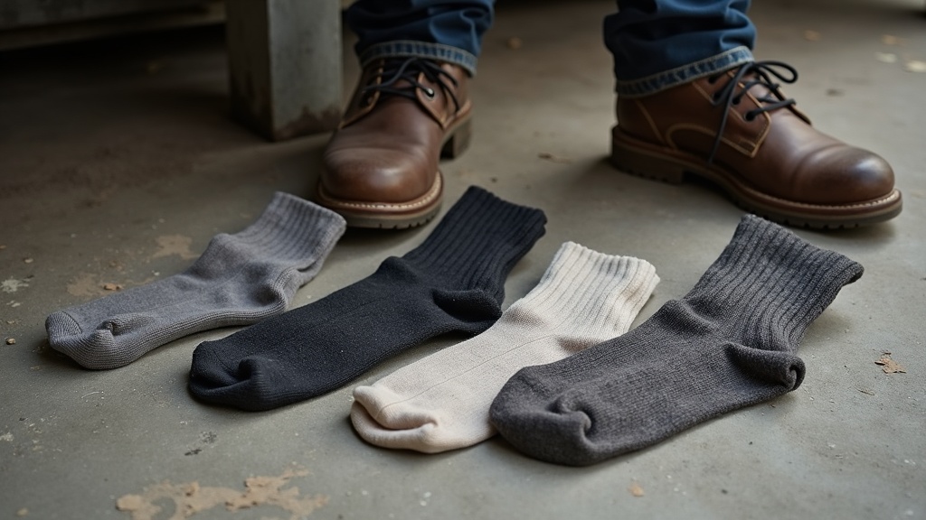 Diferentes grosores de calcetines merino para obra