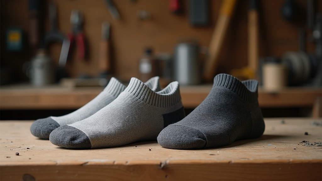 Comparison of a thick merino work sock versus a budget cotton-blend work sock