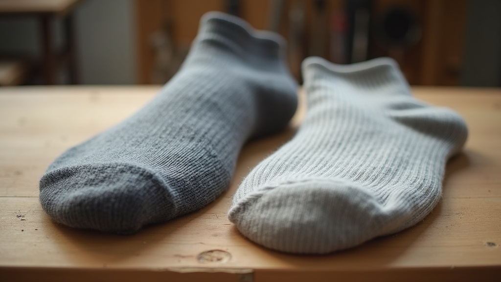 Merino wool work sock versus polyester work sock comparison side by side
