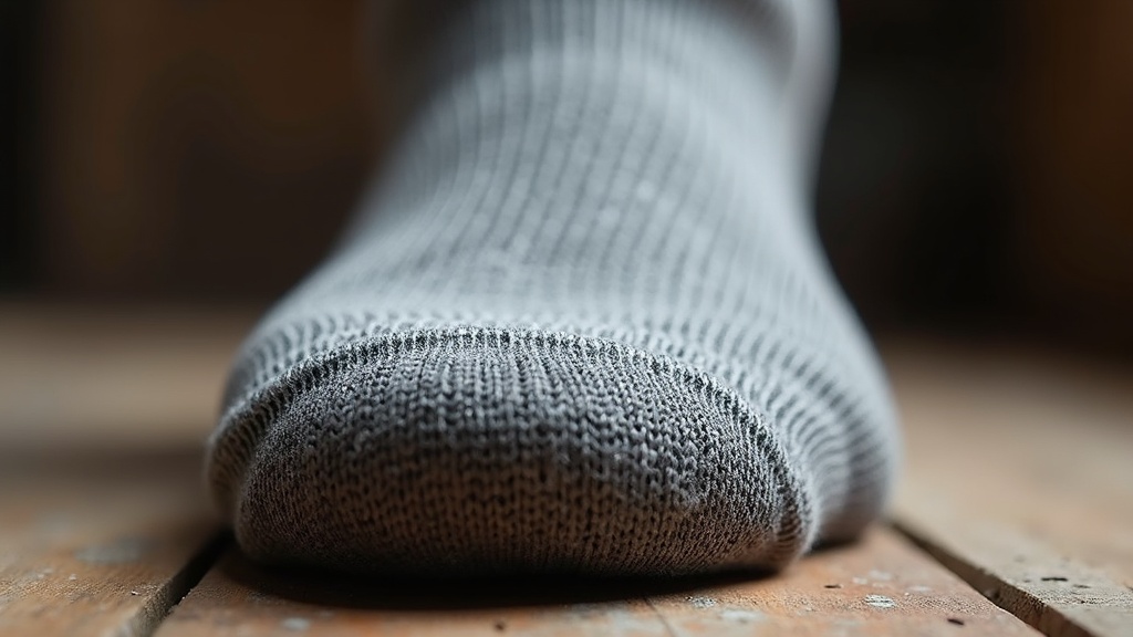 Close-up of moisture wicking work sock knit weave showing fabric channels