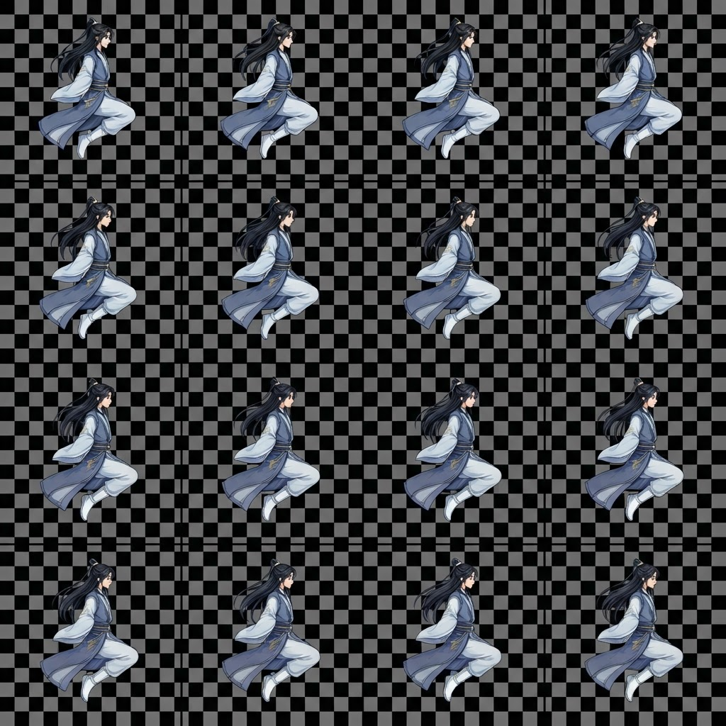 Image: High-resolution 2D anime cel-shaded square sprite