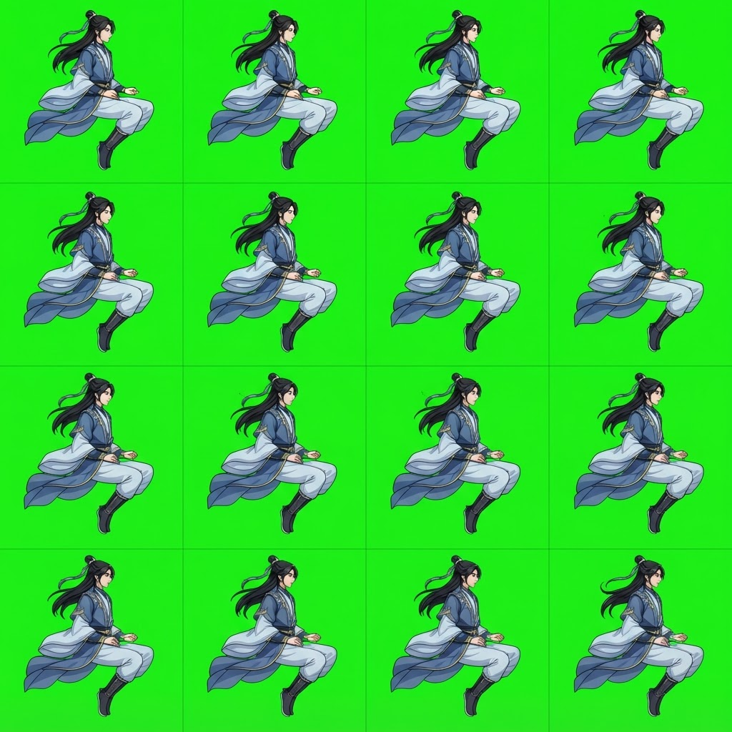 Image: High-resolution 2D anime cel-shaded square sprite