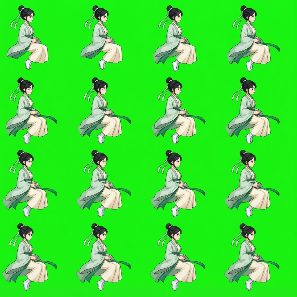 Image: High-resolution 2D anime cel-shaded square sprite