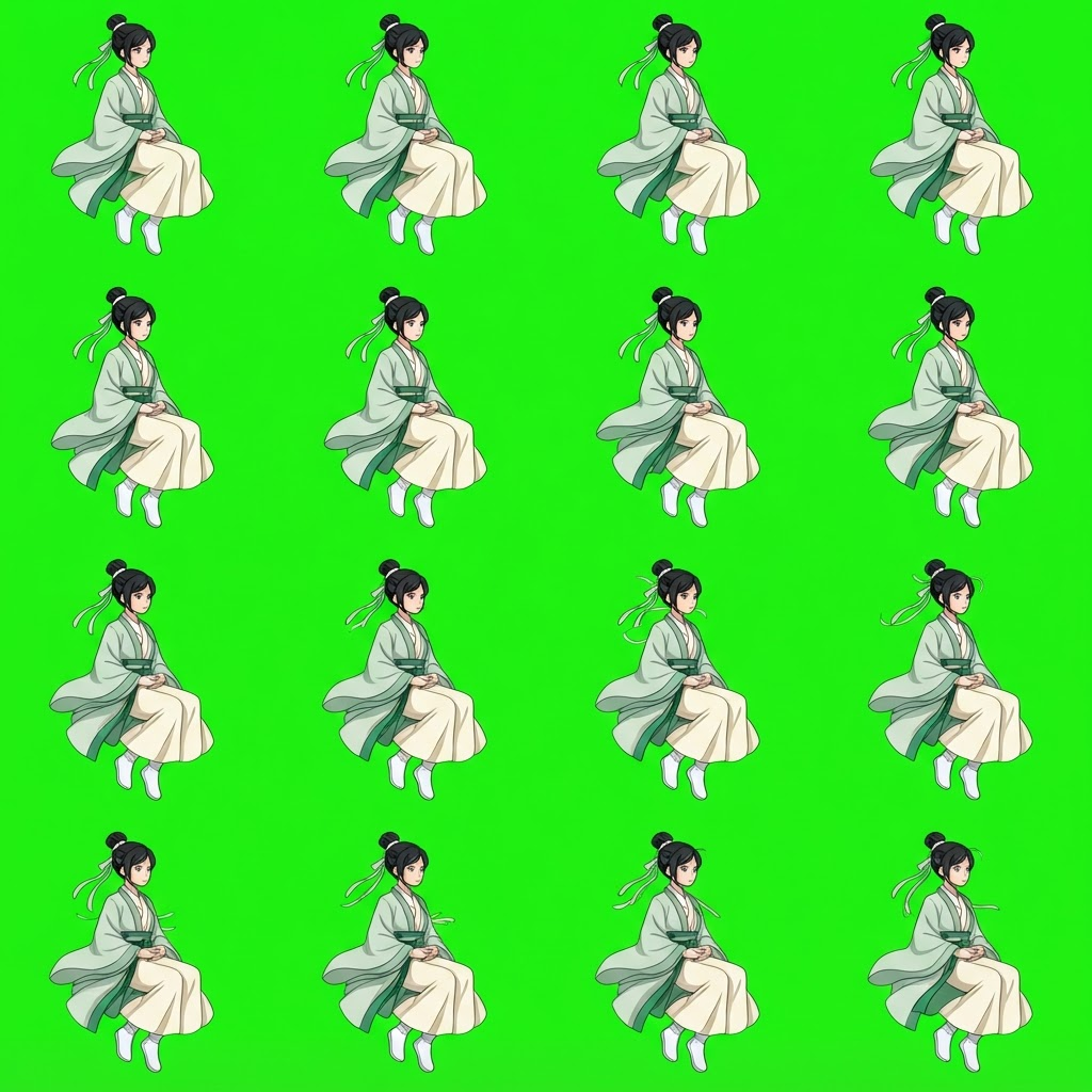 Image: High-resolution 2D anime cel-shaded square sprite