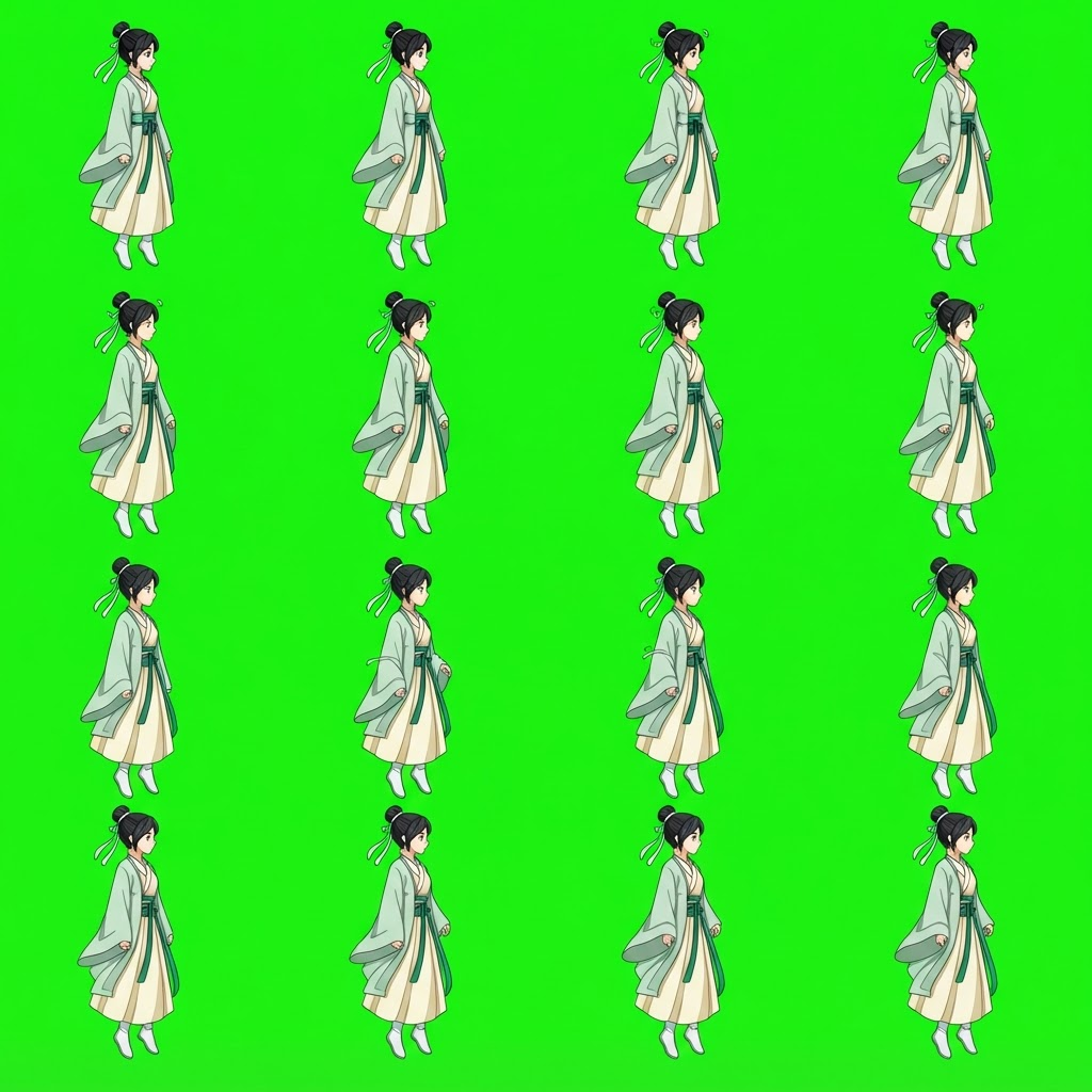 Image: High-resolution 2D anime cel-shaded square sprite