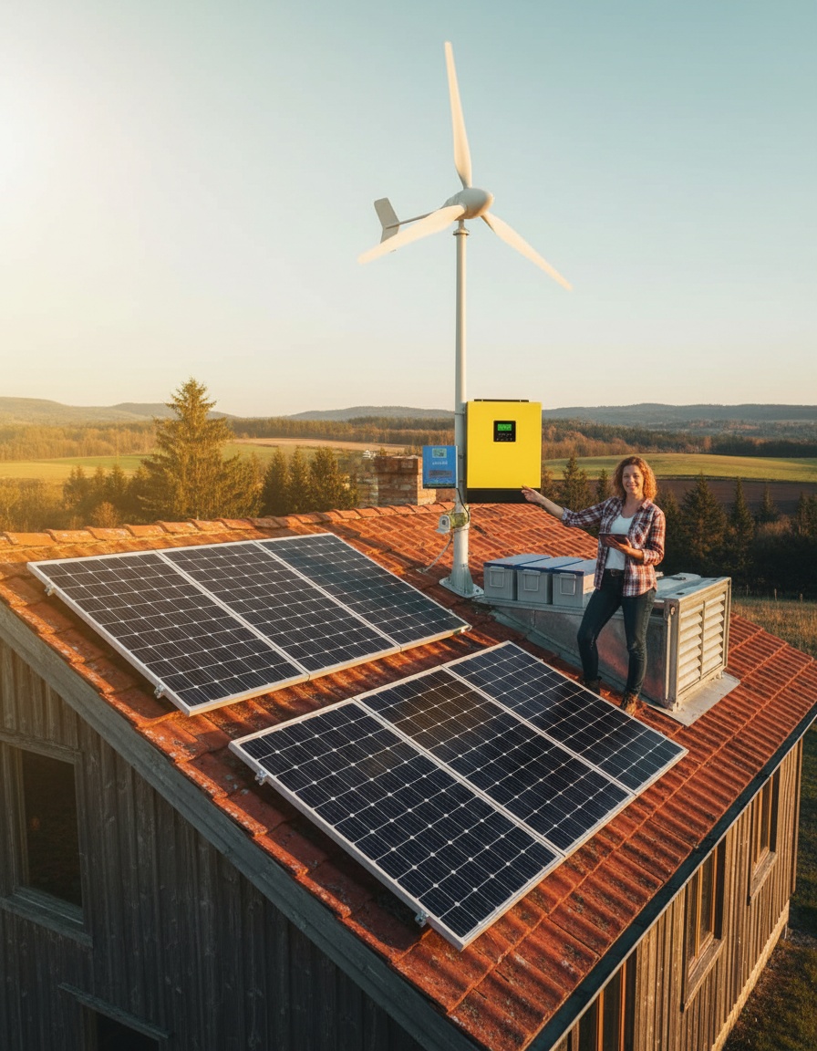 Innovador sistema híbrido solar-eólico off grid de 220V para generación autónoma de energía