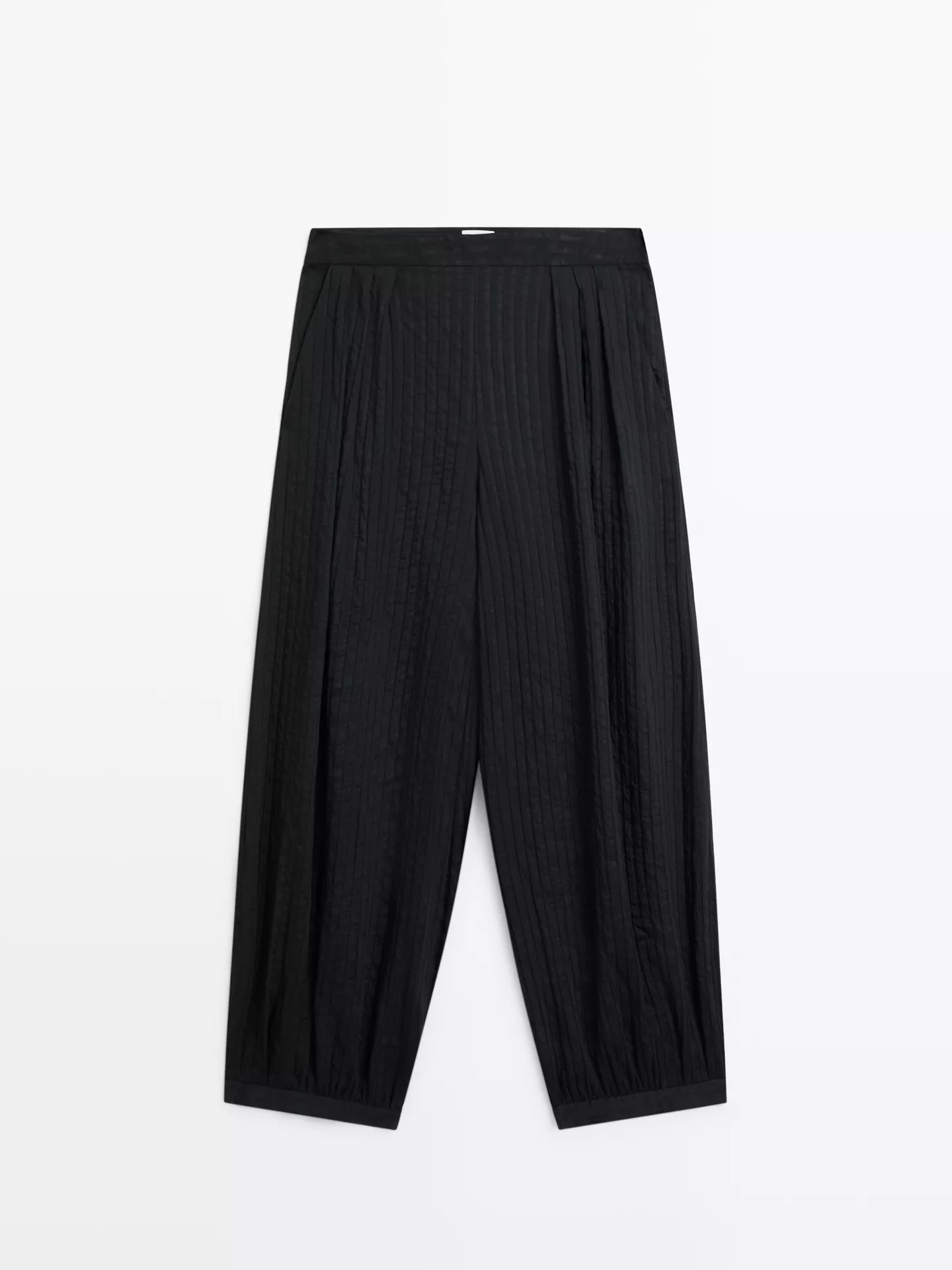 Massimo Dutti, FLOWING LINEN-BLEND DROP CROTCH PANTS