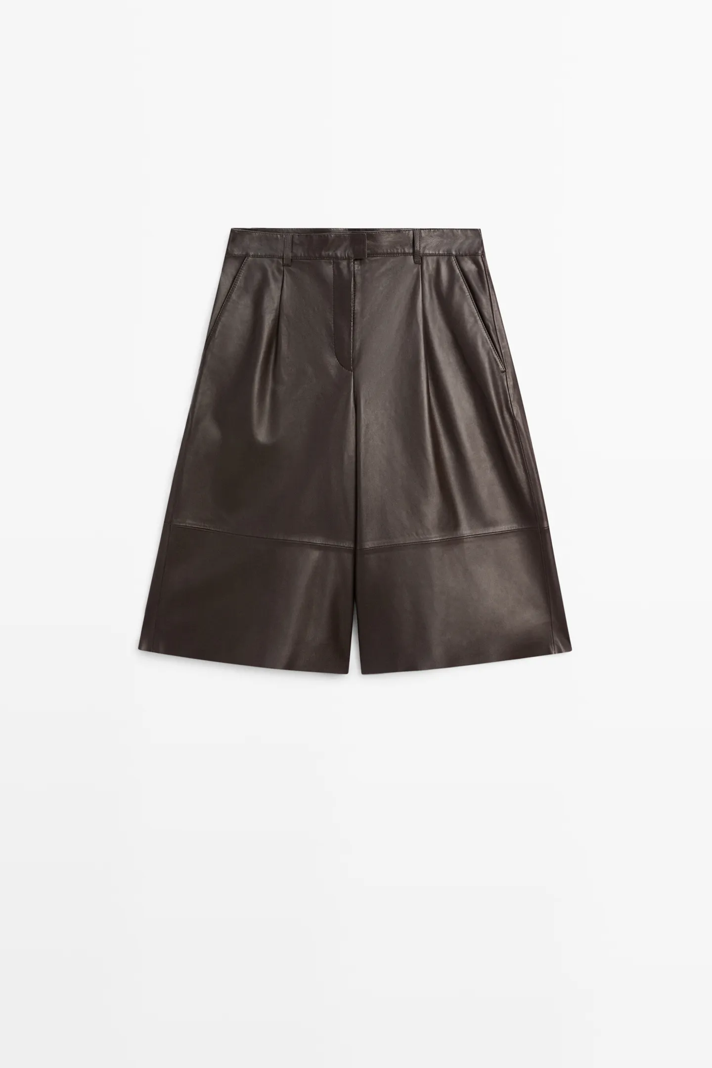 Massimo Dutti, LONG NAPPA LEATHER BERMUDA SHORTS