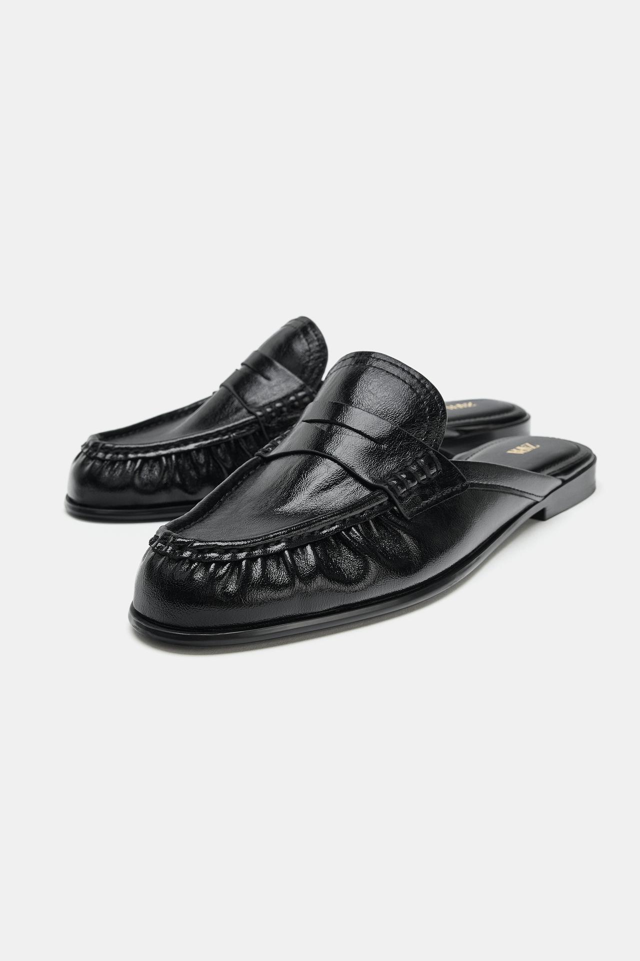 zara, GATHERED OPEN BACK LOAFERS
