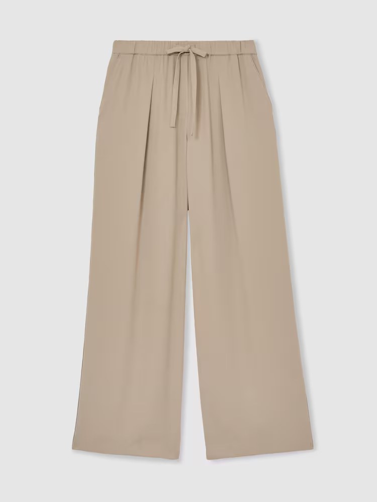 reiss, Drawstring Wide-Leg Trousers in Neutral