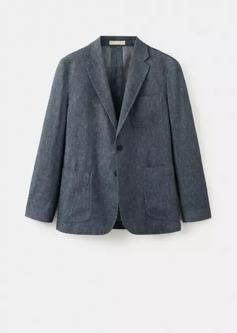 Mango, SLIM FIT LINEN COTTON-BLEND BLAZER