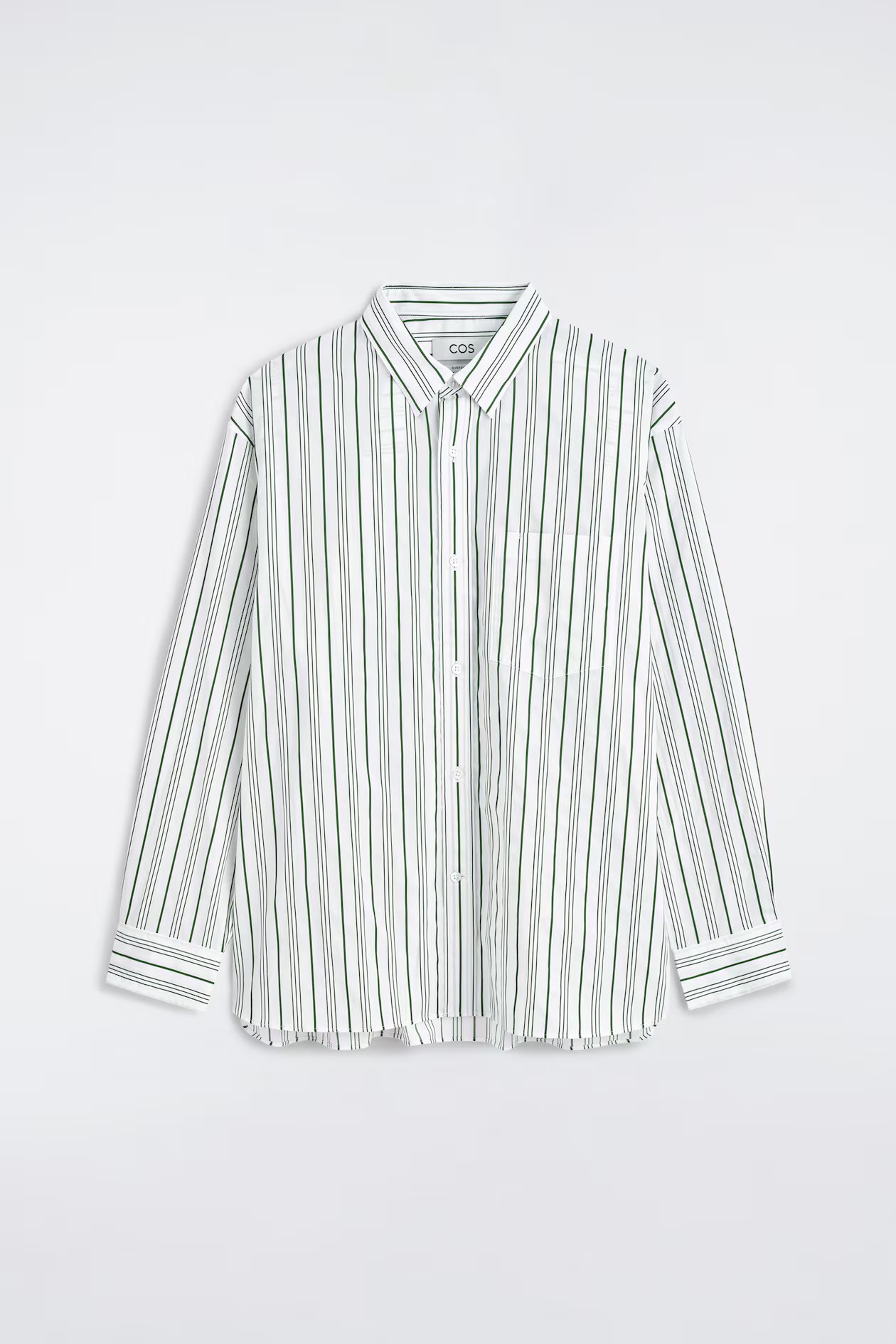 COS, OVERSIZED STRIPED COTTON-POPLIN SHIRT