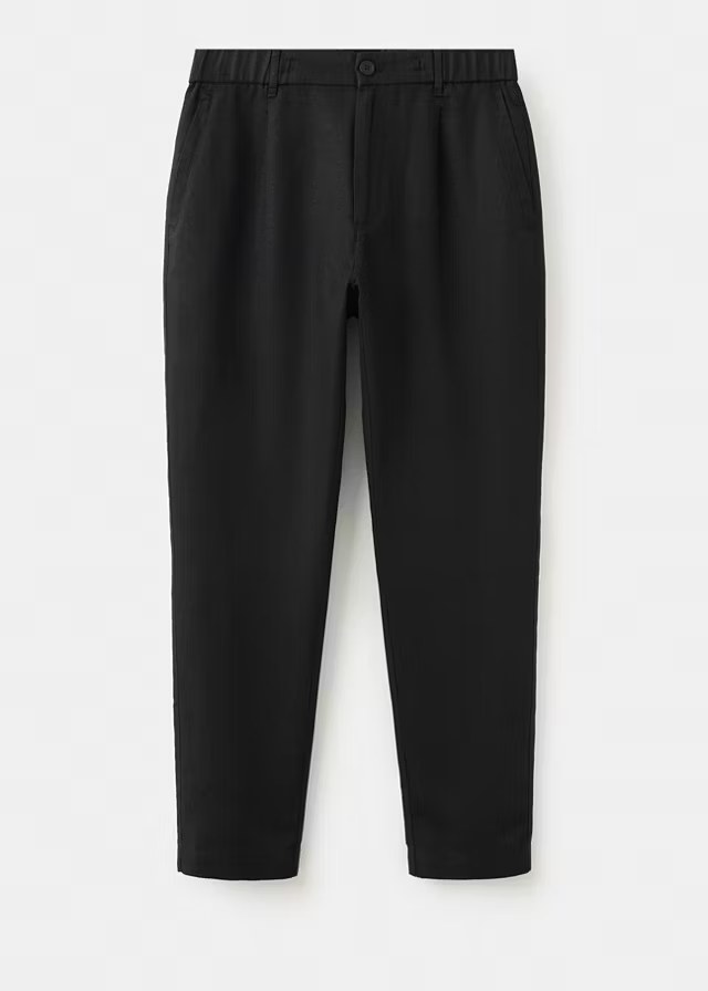 Mango, SLIM-FIT CROPPED LINEN-COTTON PANTS