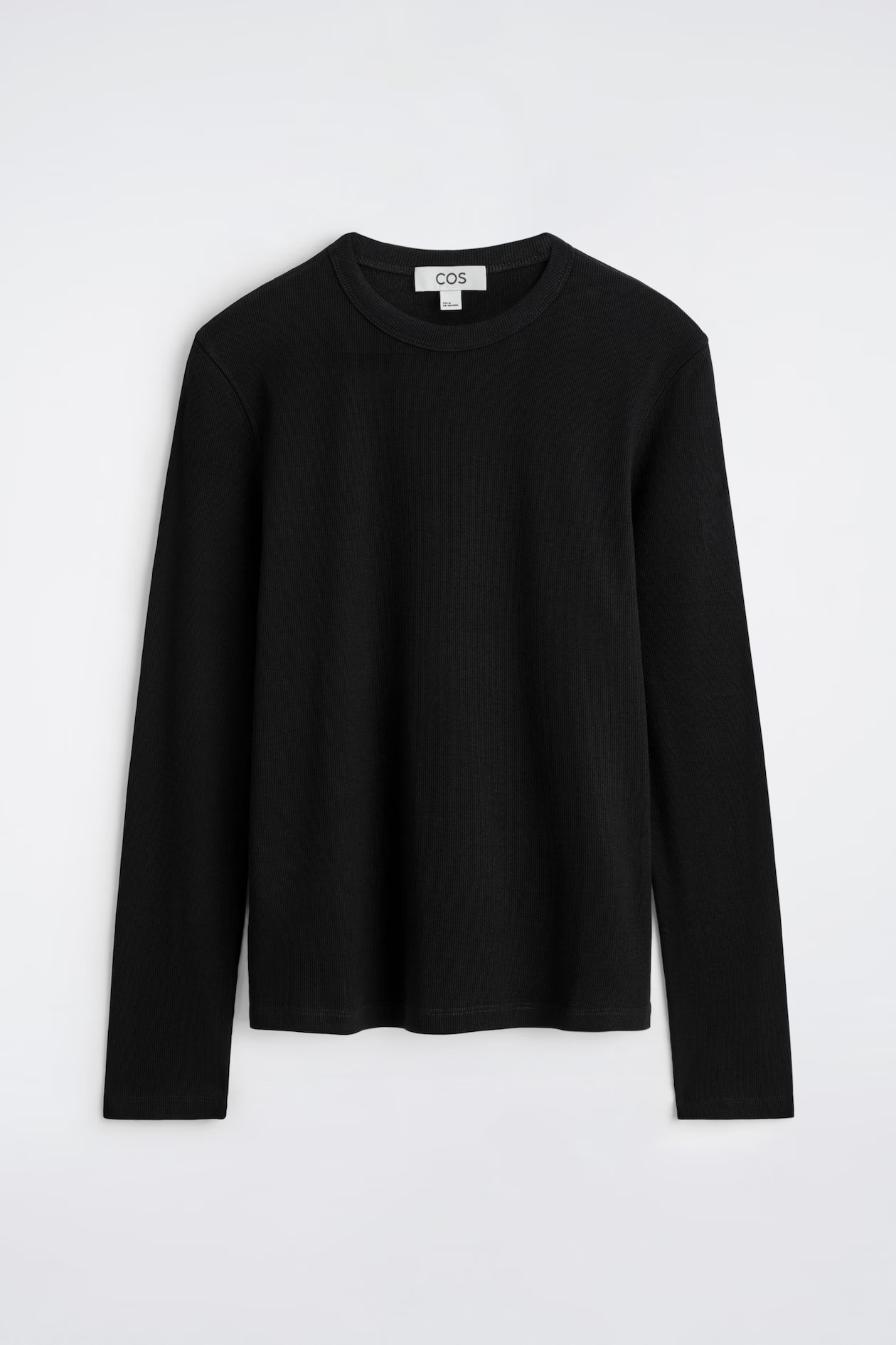 COS, SLIM RIBBED COTTON LONG-SLEEVED T-SHIRT