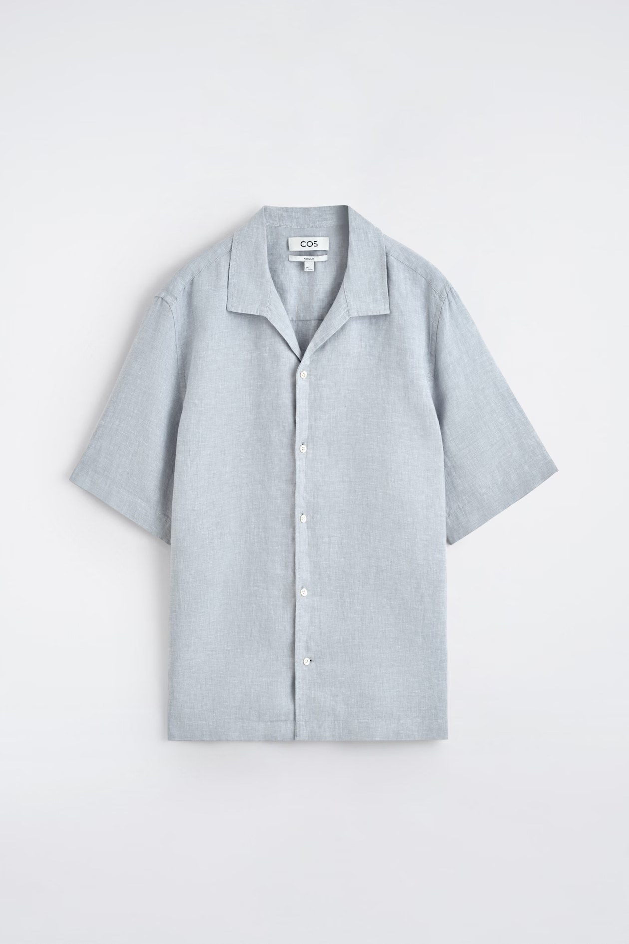 cos, CAMP-COLLAR SHORT-SLEEVED LINEN SHIRT