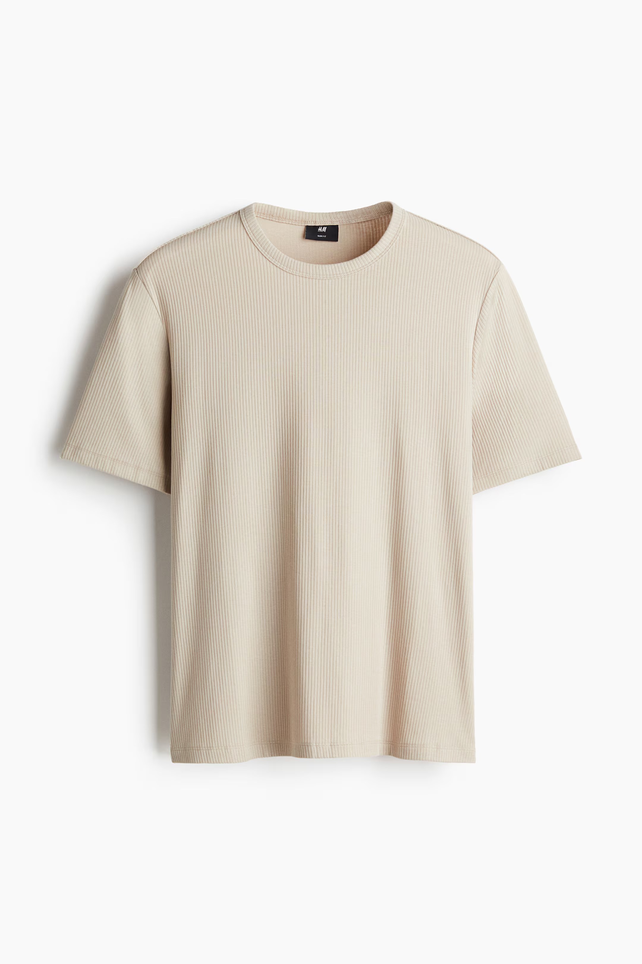 H&M, SLIM-FIT RIBBED T-SHIRT