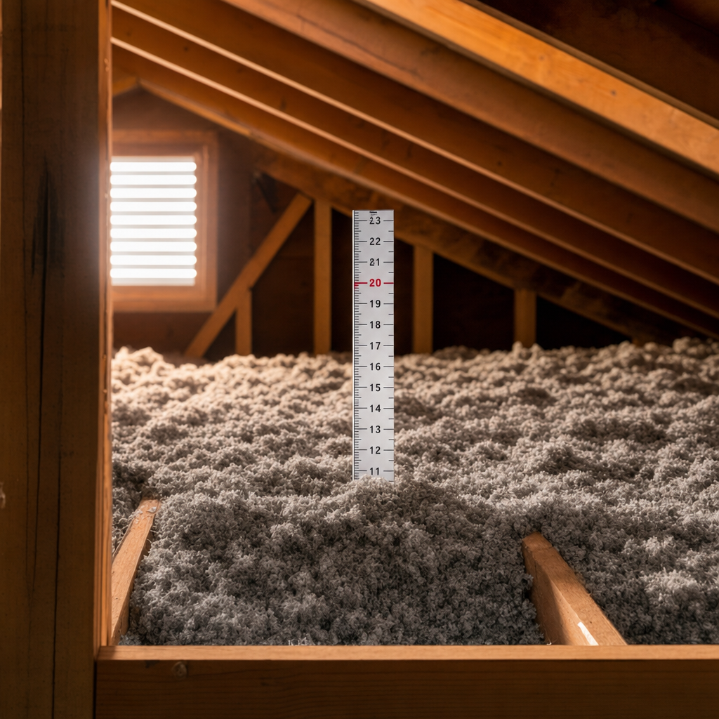 Calgary attic with fresh blown-in insulation showing proper R-value depth