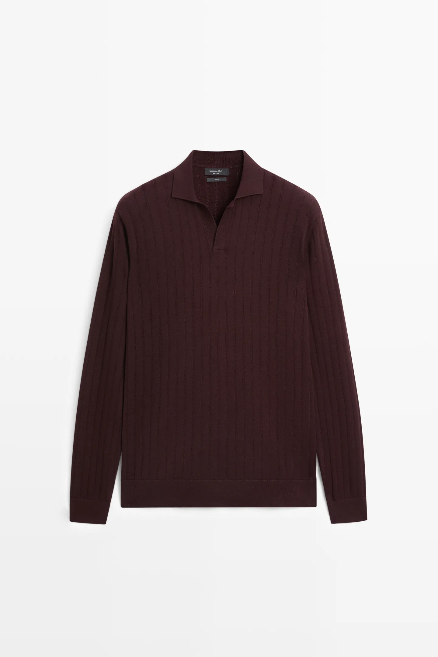 massimo dutti, 100% COTTON KNIT POLO SWEATER