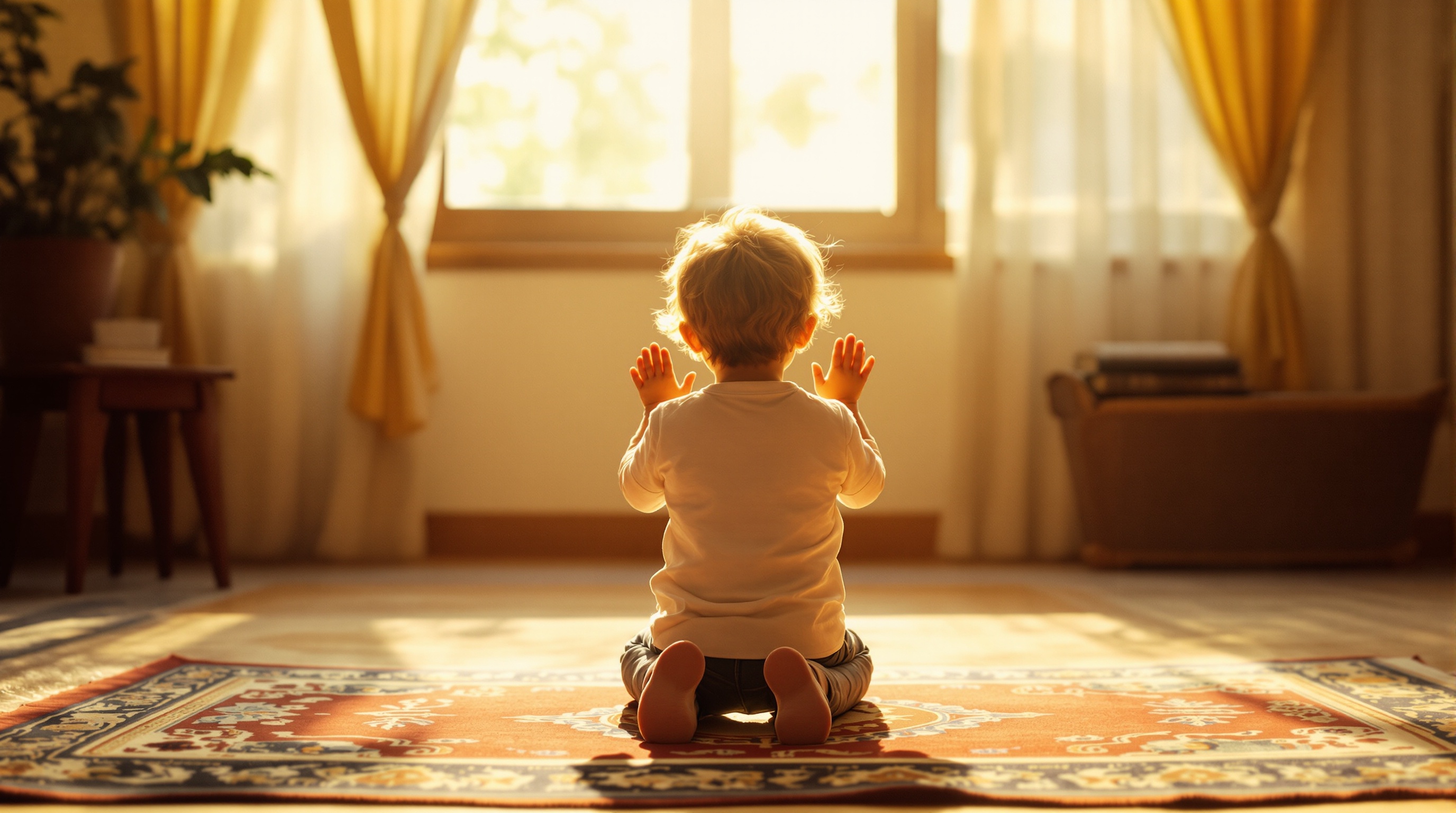 Çocuğun huzur içinde dua ettiği bir an