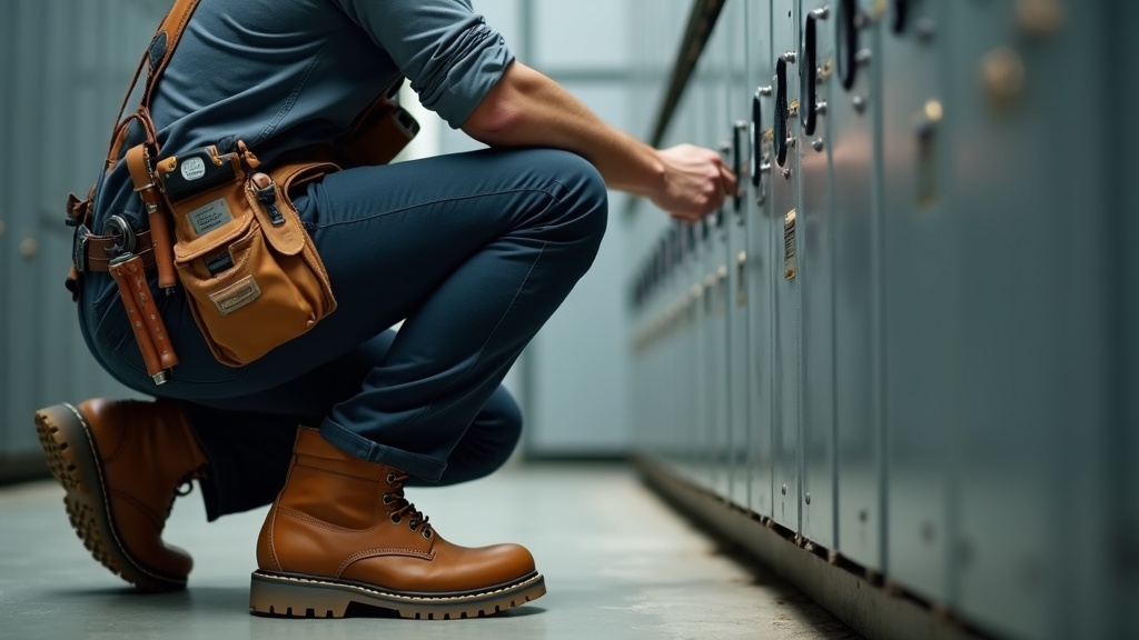 Zapatos de seguridad para electricistas con aislamiento dieléctrico en obra eléctrica