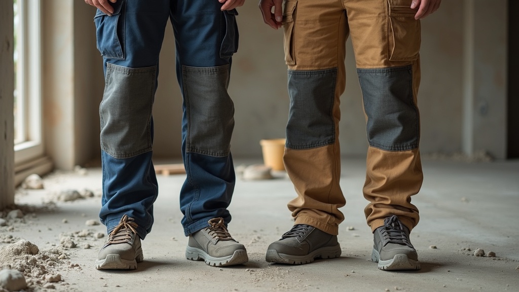 Pantalón de trabajo con rodilleras integradas vs separadas en obra