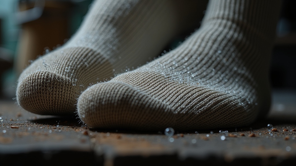 Close-up of moisture-wicking work sock fiber construction