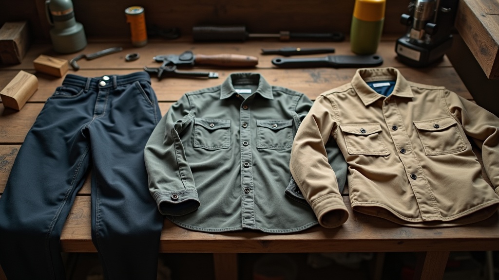 Pantalón, camisa y chamarra de trabajo en tallas extra grande para hombre