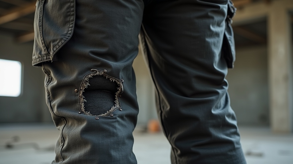 Costura reventada en pantalón de trabajo por talla incorrecta