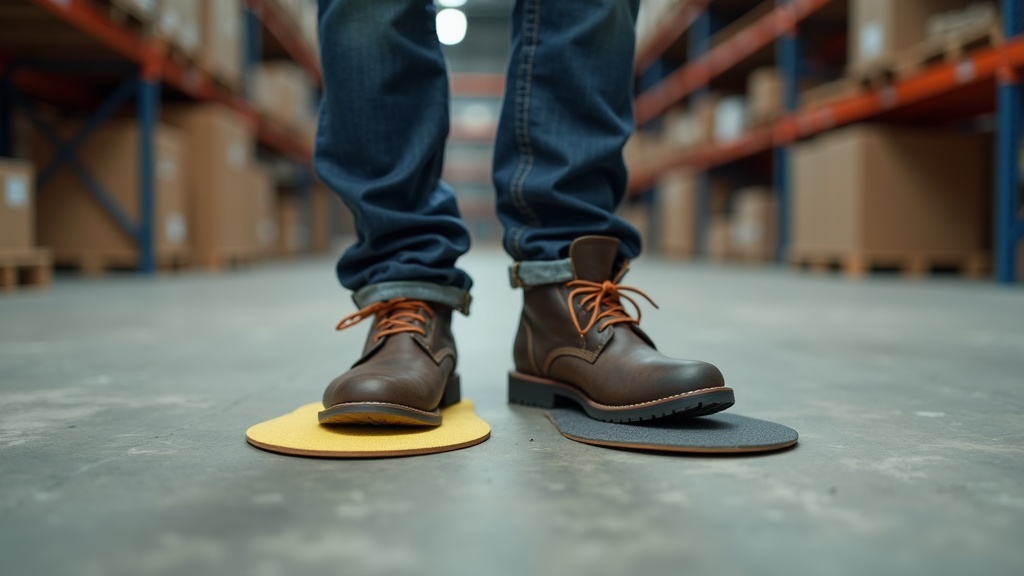 Soft gel insole vs firm insole comparison on concrete floor