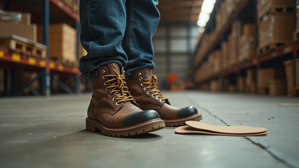 Arch support insoles for warehouse work on concrete floor