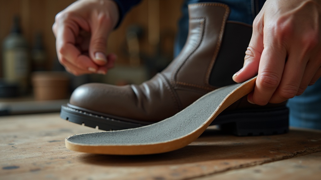 Fitting a structured insole into a steel-toe work boot