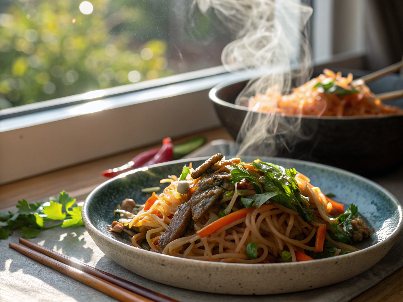 Kimchi Bulgogi Japchae Stir-Fry