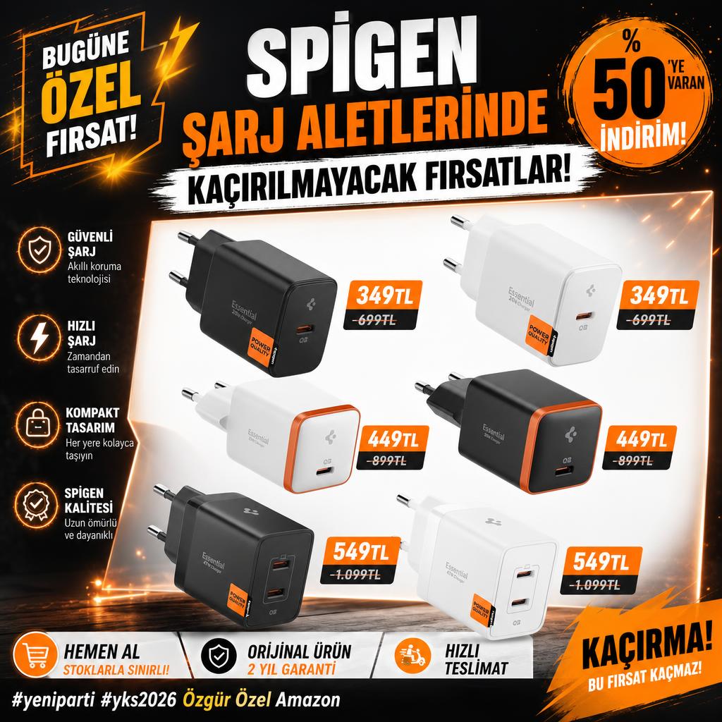 SPİGEN ŞARJ ALETLERİNDE KAÇIRILMAYACAK FIRSATLAR!