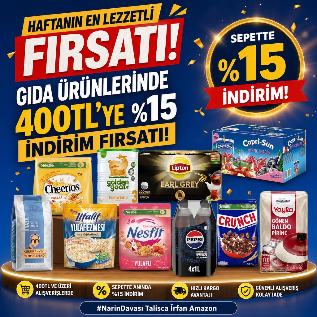 GIDA ÜRÜNLERİNDE 400TL'YE %15 İNDİRİM FIRSATI!