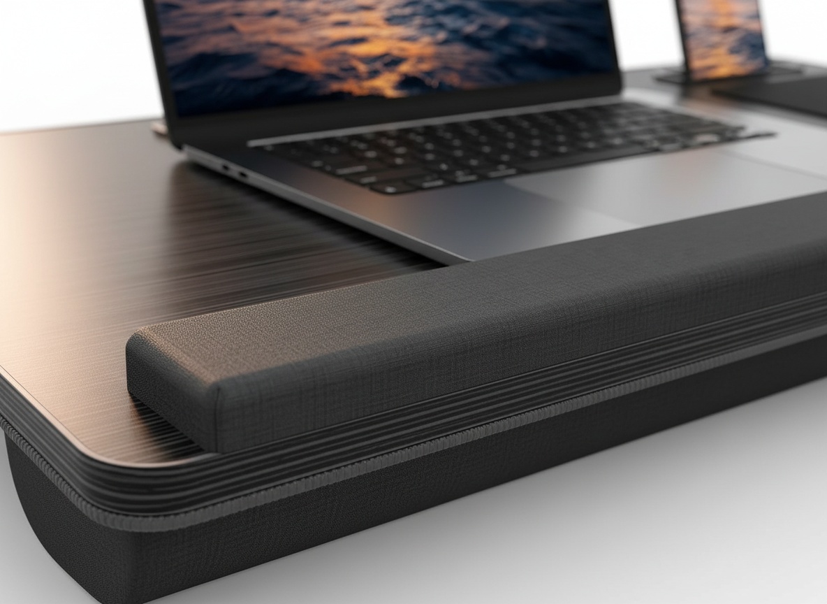 Close-up of HETTHI lap desk cushion showing soft memory foam texture and wrist rest detail