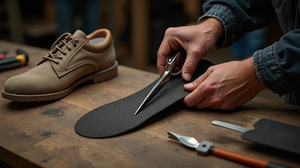 Trimming an insole to fit a steel toe boot