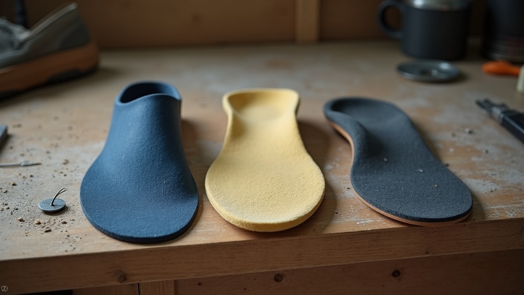 Comparison of OEM flat insole vs orthotic insole vs gel heel cup for work boots