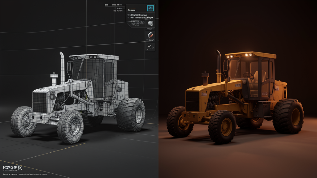 Generated CAD to optimized real-time motor grader concept