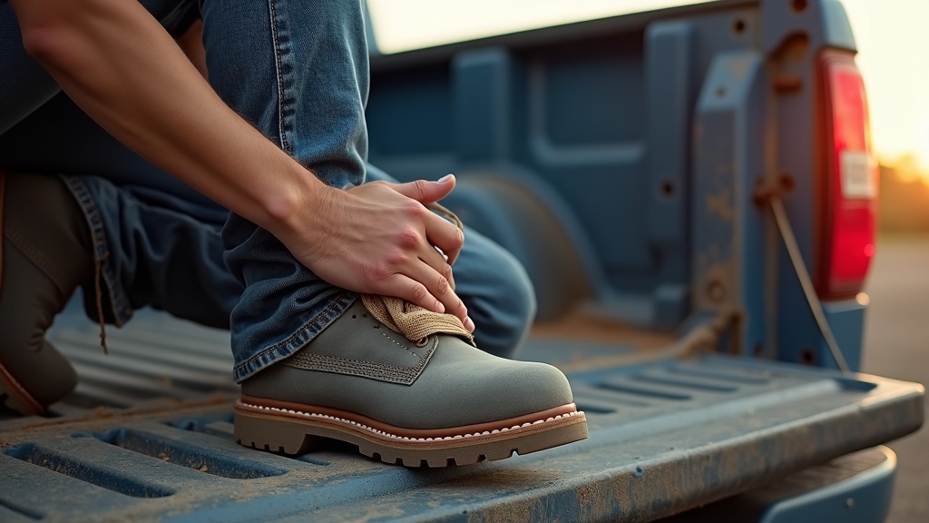 Worker icing ball of foot pain after a construction shift