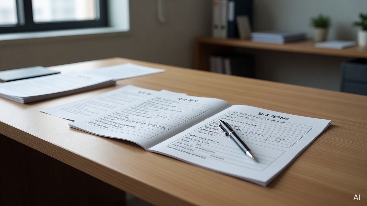 government document papers and lease contract on a wooden desk with a pen
