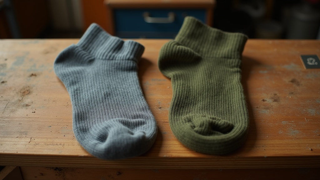 Thin liner sock next to thick merino work sock for double-sock blister prevention
