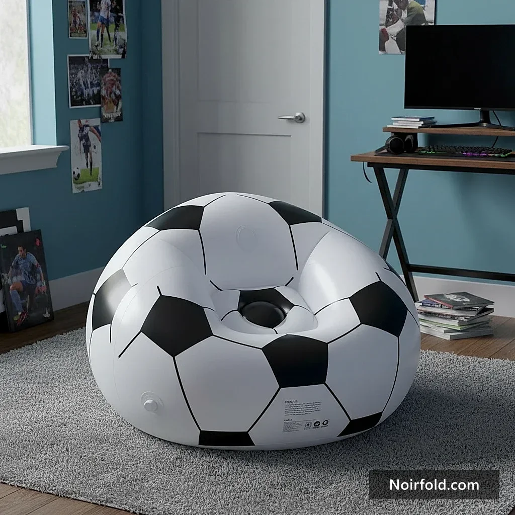 NoirFold Soccer Ball Lounge Chair - Ergonomic Inflatable Seating photo 2